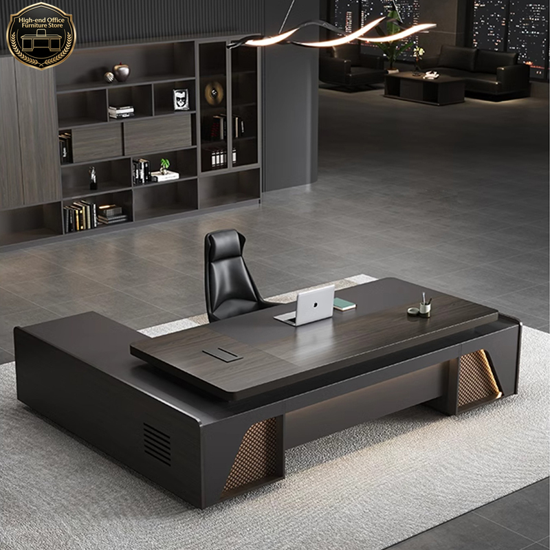 Office Tech And Management - 럭셔리 모던 CEO L자형 임원 책상,