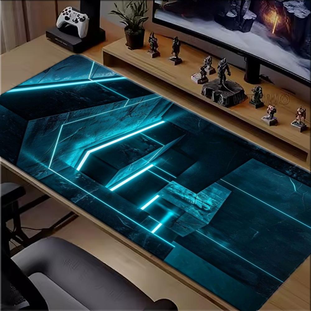 시안 네온 테크 기하학적 대형 확장 게이밍 마우스 패드 - Office And Tech 리뷰 및 가격