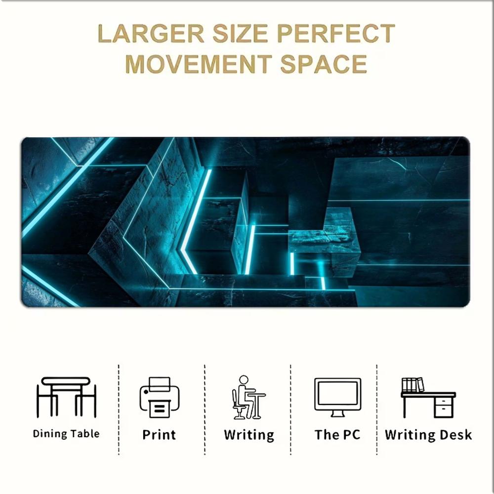 시안 네온 테크 기하학적 대형 확장 게이밍 마우스 패드 - Office And Tech 리뷰 및 가격