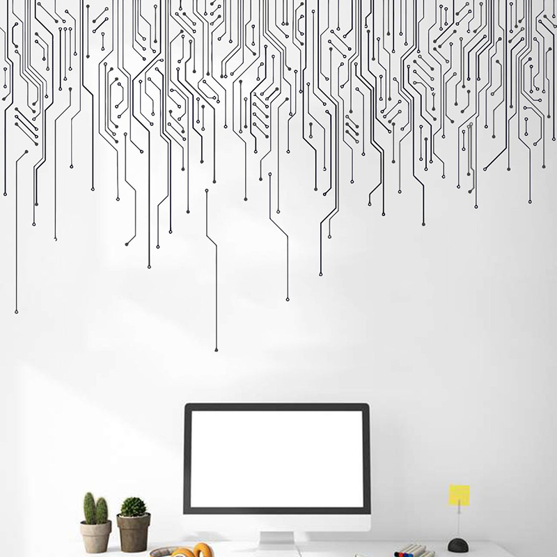컴퓨터 IT 장식, 회로 기판 벽 데칼, 기술 비닐 벽 - Office Tech Essentials 리뷰 및 가격