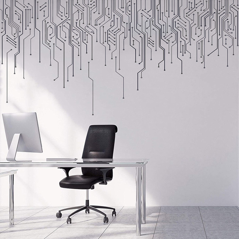 컴퓨터 IT 장식, 회로 기판 벽 데칼, 기술 비닐 벽 - Office Tech Essentials 리뷰 및 가격